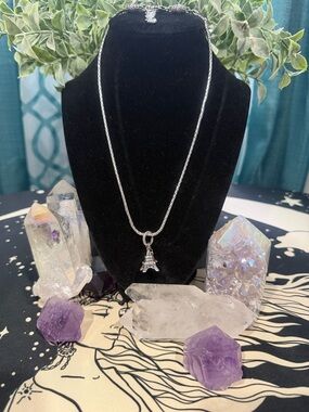 🇫🇷 BRIGHTON Silver Eiffel Tower Pendant CHARM Necklace with Crystal Accents
